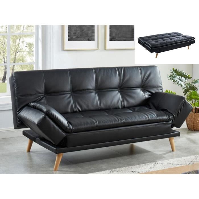 Canapé Simili Noir - Vente-unique - 44.00 kg