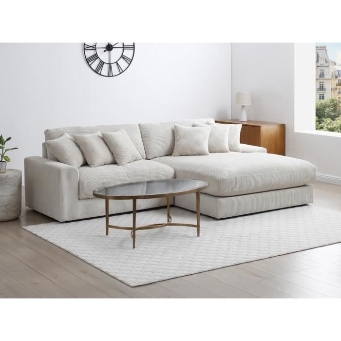 Canapé d'angle réversible en tissu beige SIMUZA