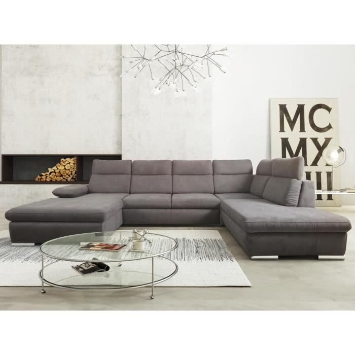 Canapé d'angle gauche panoramique convertible en tissu anthracite SUNTER II