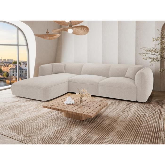 Canapé d'angle gauche en tissu beige CAMILIO de Maison Céphy