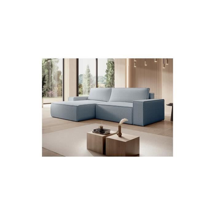 Canapé d'angle gauche convertible en tissu texturé gris AMELIA