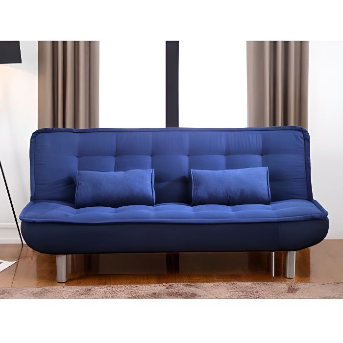 Canapé clic-clac MISHAN en tissu - Bleu - VENTE-UNIQUE - 3 places - Contemporain