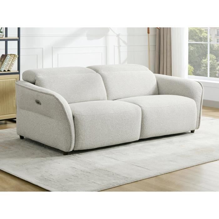 Canapé 3 places relax électrique en tissu texturé beige TUCENDO