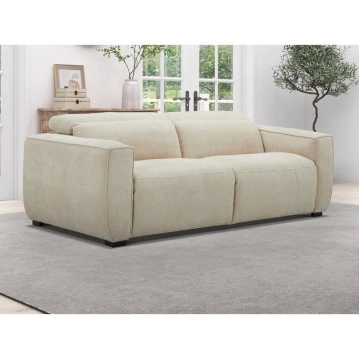 Canapé 3 places relax électrique en tissu beige LAGUNDI