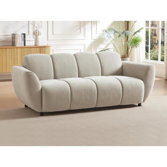 Canapé 3 places en tissu beige effet matelassé JULORI