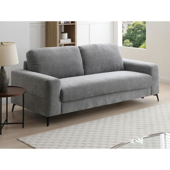 Canapé 3 places convertible express en tissu gris DUJARDA
