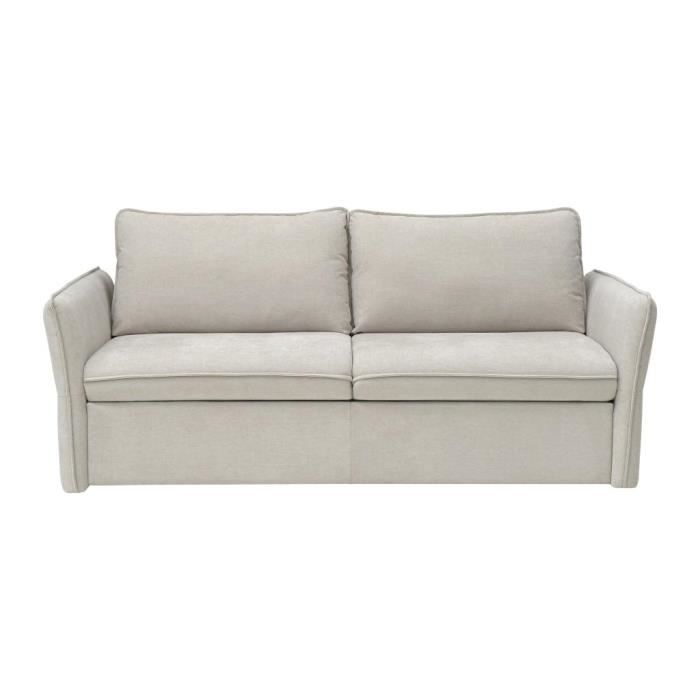 Canapé 3 places convertible express en tissu beige - Couchage 140 cm CELTARI