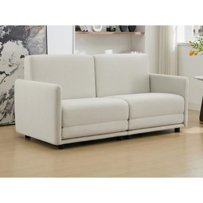 Canapé 3 places convertible en tissu beige BORSILA