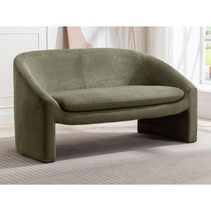 Canapé 2 places en tissu vert OSSANA - VENTE-UNIQUE - Fixe - Contemporain - Design
