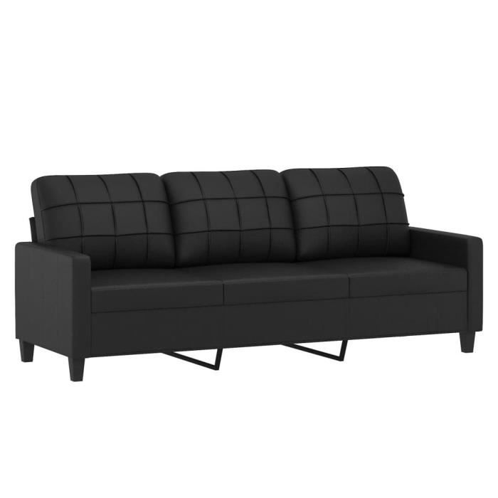 Canapé à 3 places Noir 180 cm Similicuir-7019205404103