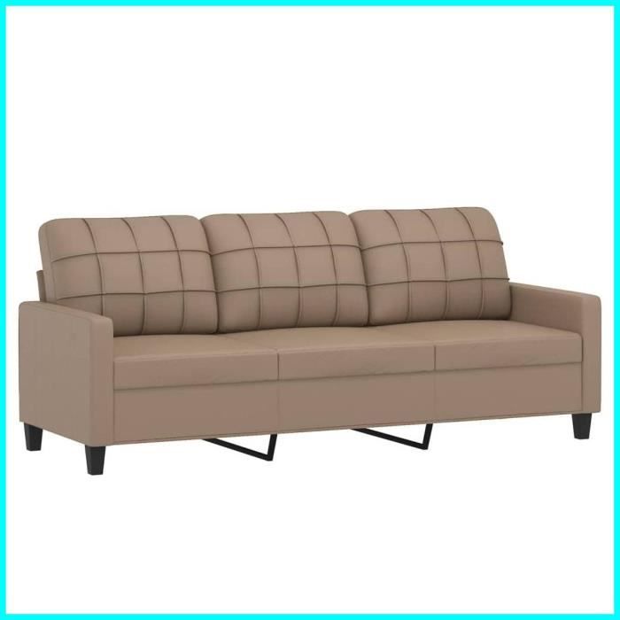Canapé à 3 places Cappuccino 180 cm Similicuir-7019205401942