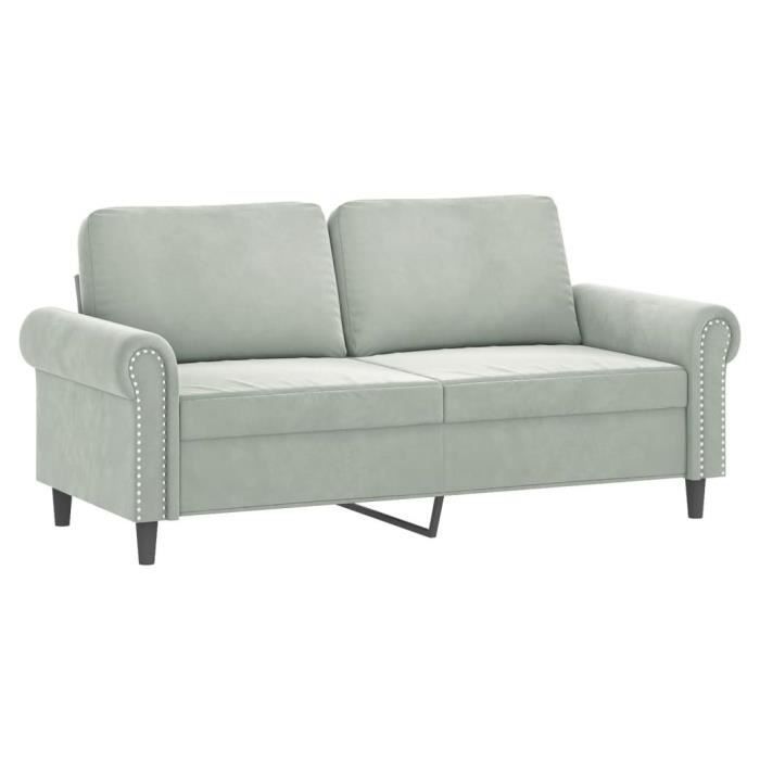 Canapé à 2 places Gris clair 140 cm Velours-7019205404936