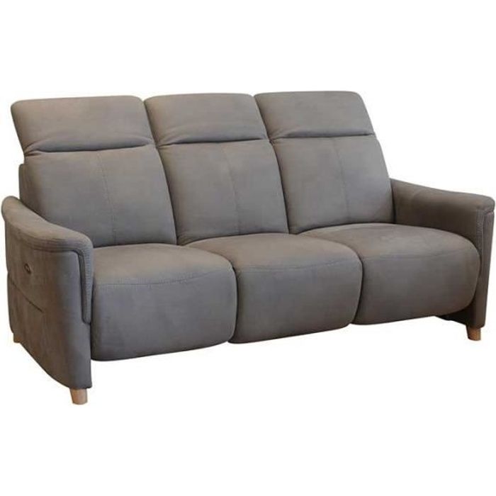 Canapé Relax électrique 3 places Gris Taupe - ALBERTINE - L 196 x l 98 x H 103