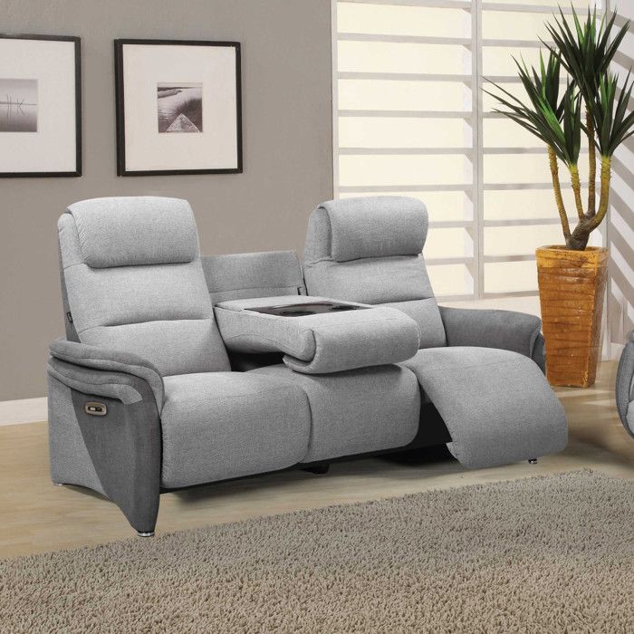 Canapé Relax électrique 3 places Gris clair/Gris foncé - ZENIA - L 192 x l 96 x H 107 cm