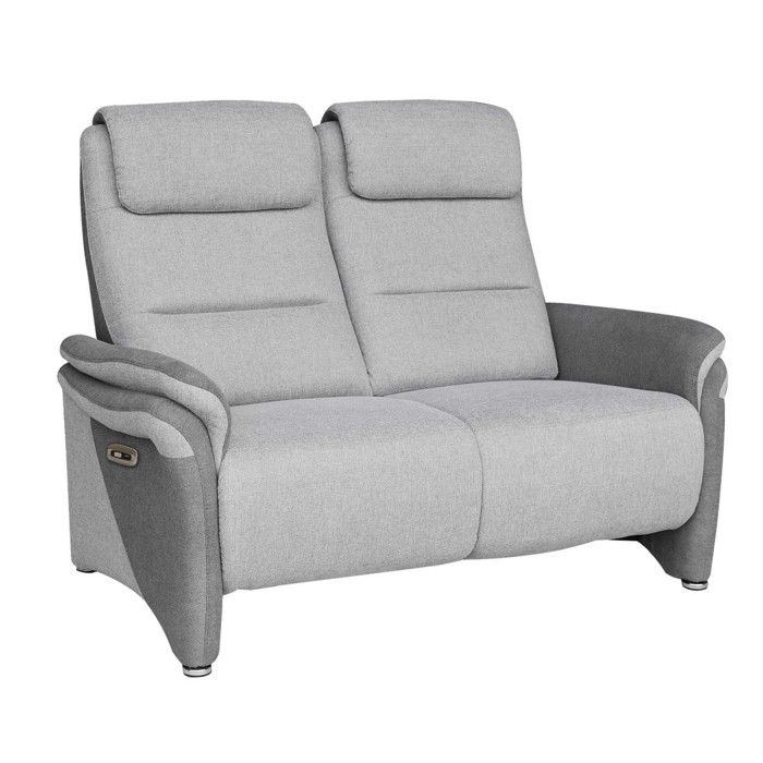 Canapé Relax électrique 2 places Gris clair/Gris foncé - ZENIA - L 144 x l 96 x H 107 cm