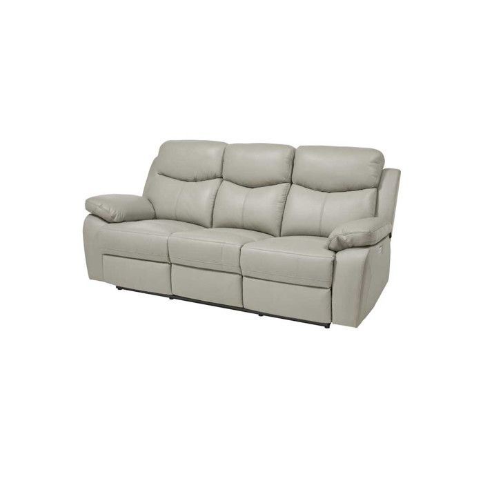 Canapé Relax 3P Cuir gris clair - BATO - L 211 x l 93 x H 99