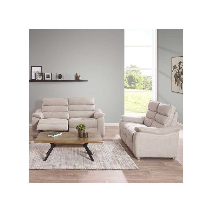 Canapé Relax 3P + Canapé 2P Tissu gris clair - PHILOMENE - L 161/194 x l 98 x H 104