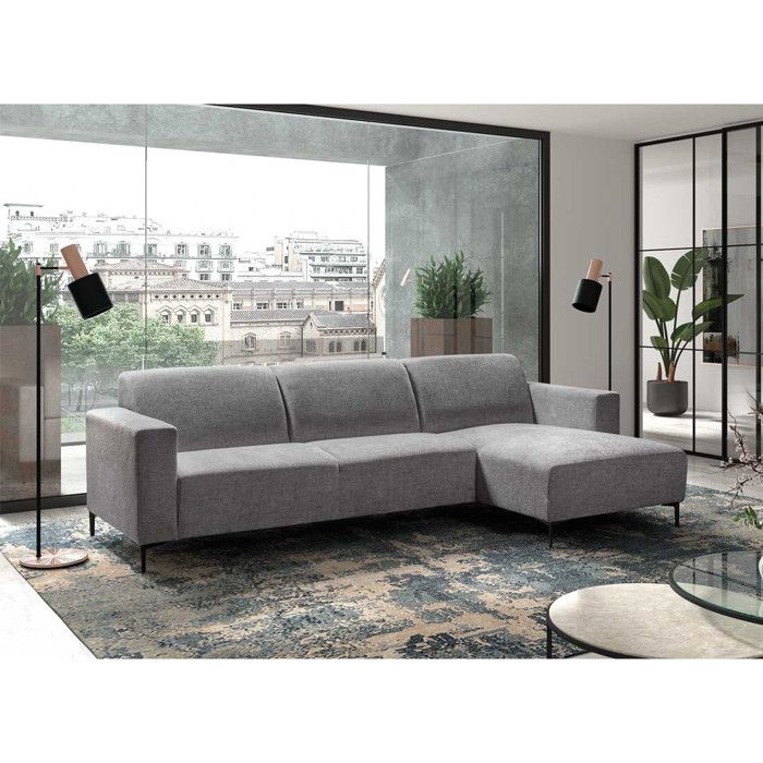 Canapé d'angle Tissu/Gris - GUNA - L 276 x l 165 x H 83 cm