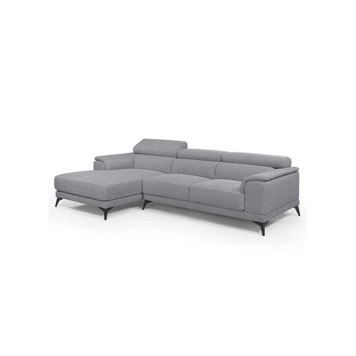 Canapé d'angle à gauche Tissu gris - MACARENA - L 263 x l 103/169 x H 73.5 cm
