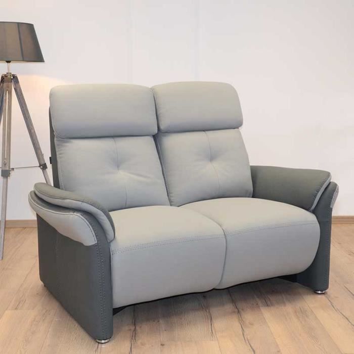 Canapé Relax Electrique 2 places AUSTRALIO - Tissu gris - Haute qualité et grand confort