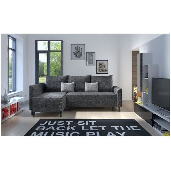 Canapé d'angle convertible et réversible Debian gris