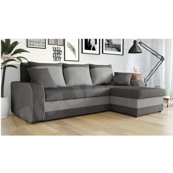 Canapé d'angle convertible et réversible Dalmir gris