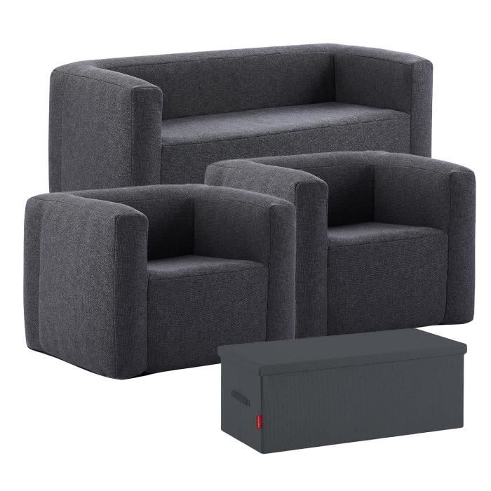 Set Canapé, fauteuils et table gonflables - TERRACOTTA - Gris foncé - Intérieur et Extérieur