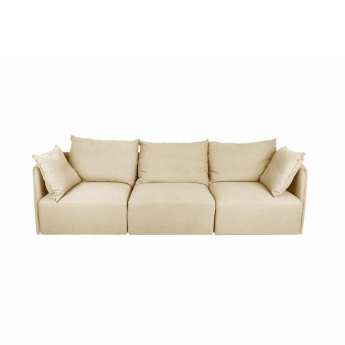 Canapé fixe DUNE 3 places TEMAHOME - Couleur crème en polyester - Design contemporain