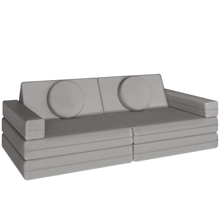 CANAPE MODULABLE - TECTAKE - Canapé modulable de jeu LILLY 8 pièces avec fonction de couchage 160 cm - Gris