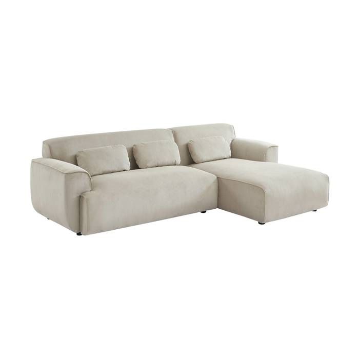 Canapé d'angle droit. 2 à 3 places. velours côtelé. Wallas L 196 x P 151 / 91 / x H 73cm