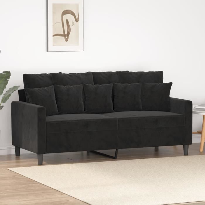 Canapé à 2 places Noir 140 cm Velours-7319462763471-LuLo boutique