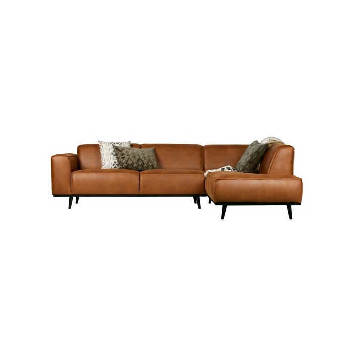 Canapé d'angle à droite 274x210x77 cm aspect cuir camel - SKIPPY