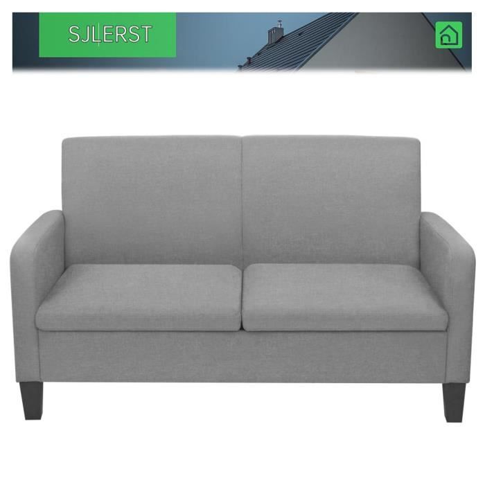 Canapé à 2 places - SJLERST - 135 x 65 x 76 cm - Gris clair