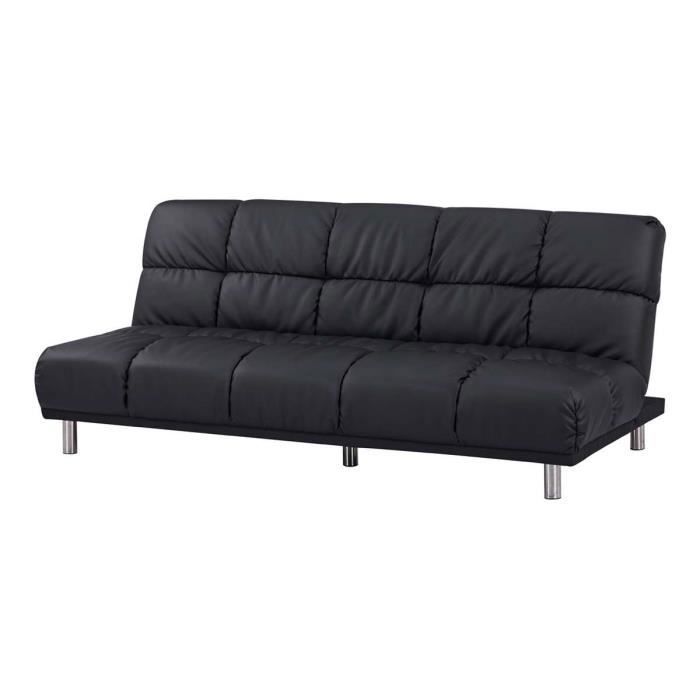 Canapé-lit 3 places noir - SENHO - Convertible - Vintage - Taille 120x191cm