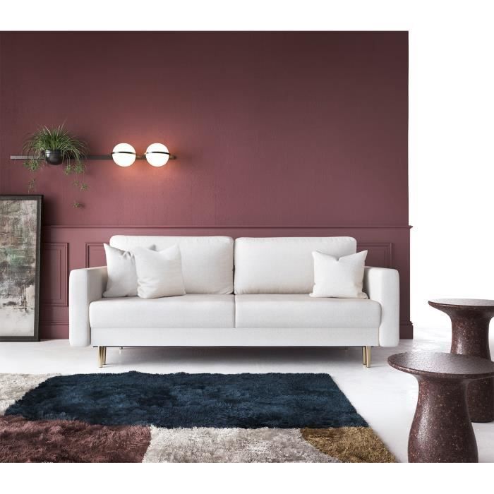 Canapé convertible - VALICO - 230 cm - 3 places - crème