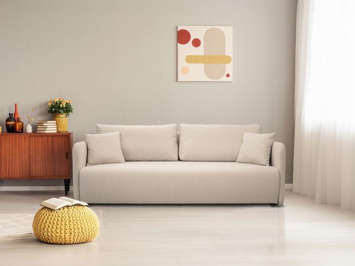 Canapé convertible 3 places - ANVIO - beige clair