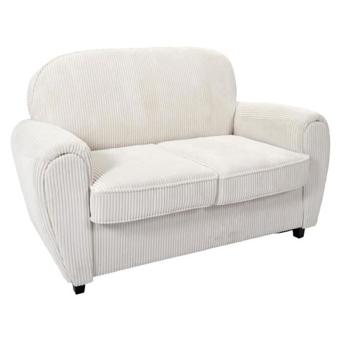 Canapé Club 2 Places Côtelé "Scott" 137cm Beige