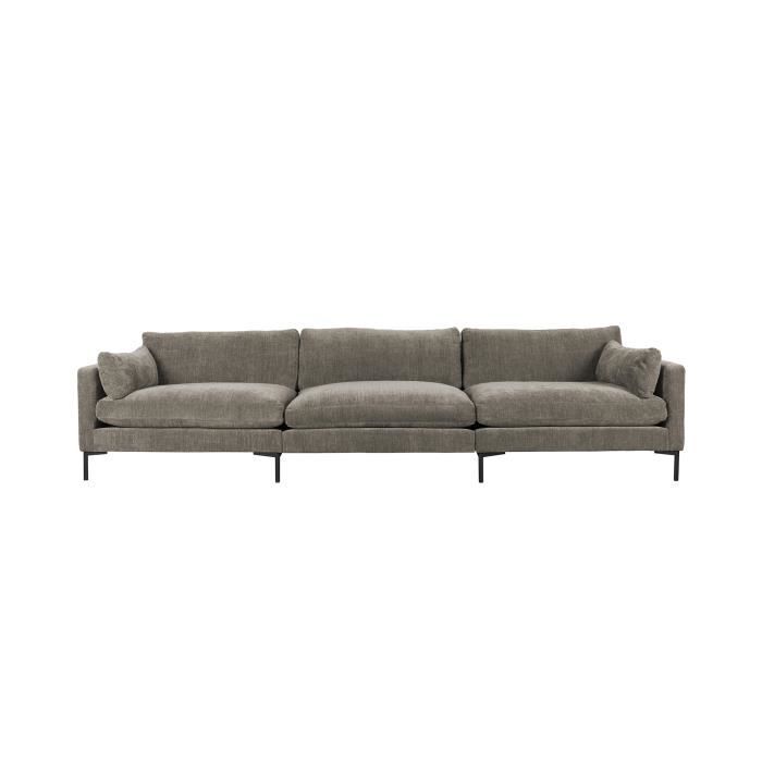 Canapé 4,5 places fixe - SUMMER - Tissu taupe - Confort moelleux - Déhoussable - Design contemporain