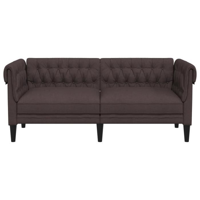 Canapé Chesterfield - SALUTUYA - 2 places - Marron foncé - Tissu 100% polyester - Confort moelleux