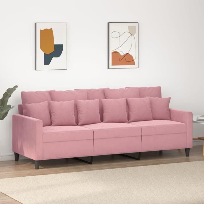 Canapé à 3 places Rose 180 cm Velours - SALUTUYA - BD7896