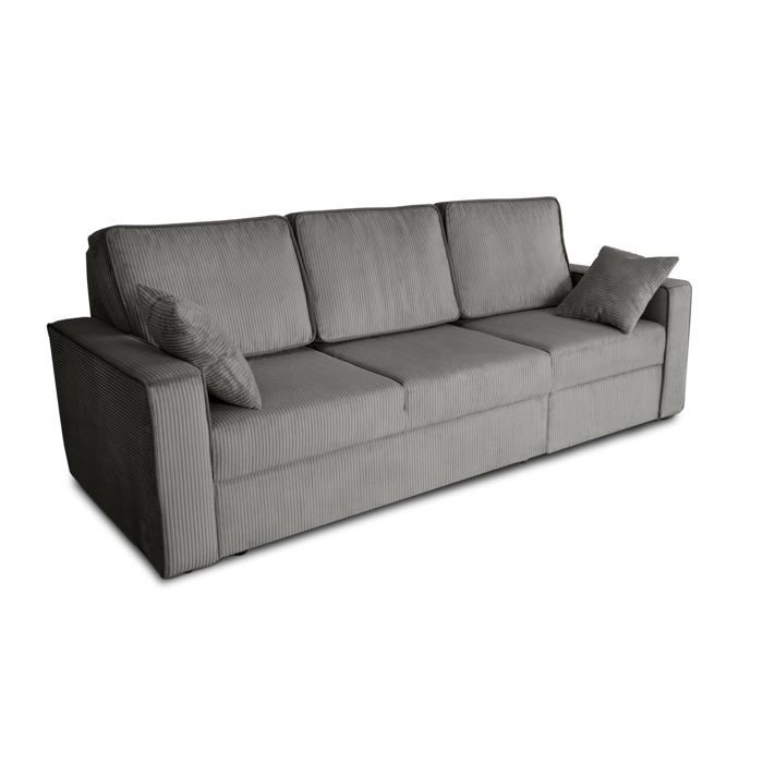 Robin Inspire PARMA Canapé D'Angle Avec Fonction De Couchage Convertible En Lit Coffre - Droite - Gris - 230 x 165 x 102 cm