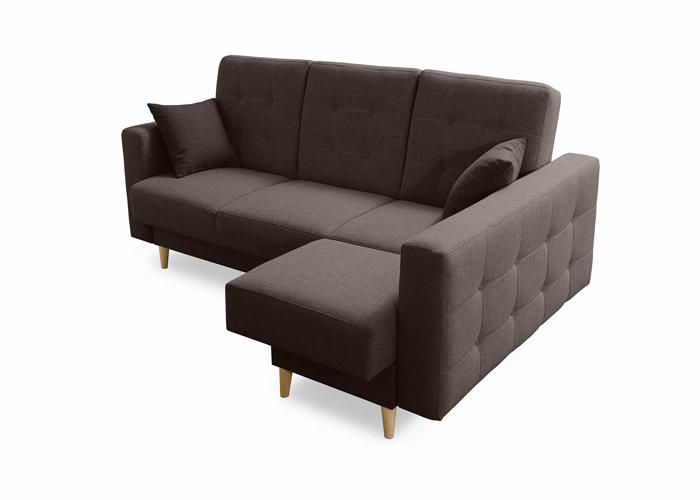 Robin Inspire Hilton canapé d'angle avec Fonction lit en Forme de L Style Moderne scandinave, Droite, Marron, 158 x 225 x 100 cm