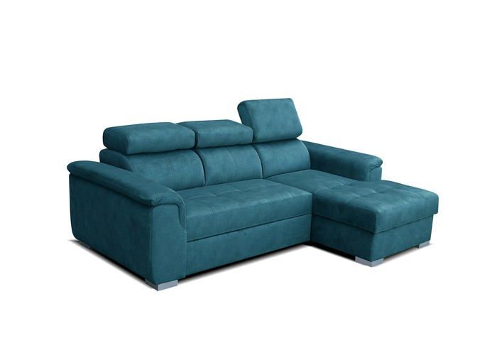 Robin Inspire Canapé Silver Marvel D'Angle Salon Avec Fonction De Couchage - Convertible - Droite - 108 x 247 x 165 cm - Bleu