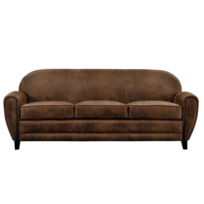 Canapé 3 places marron vieilli en microfibre -  Rendez-Vous Déco