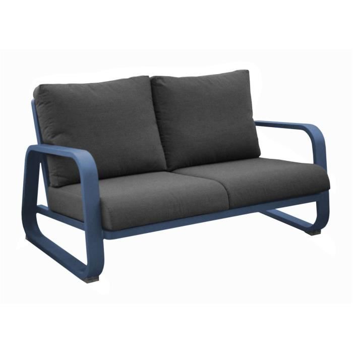 Canapé 2.5 places Antonino sofa en aluminium/coussins - bleu/gris