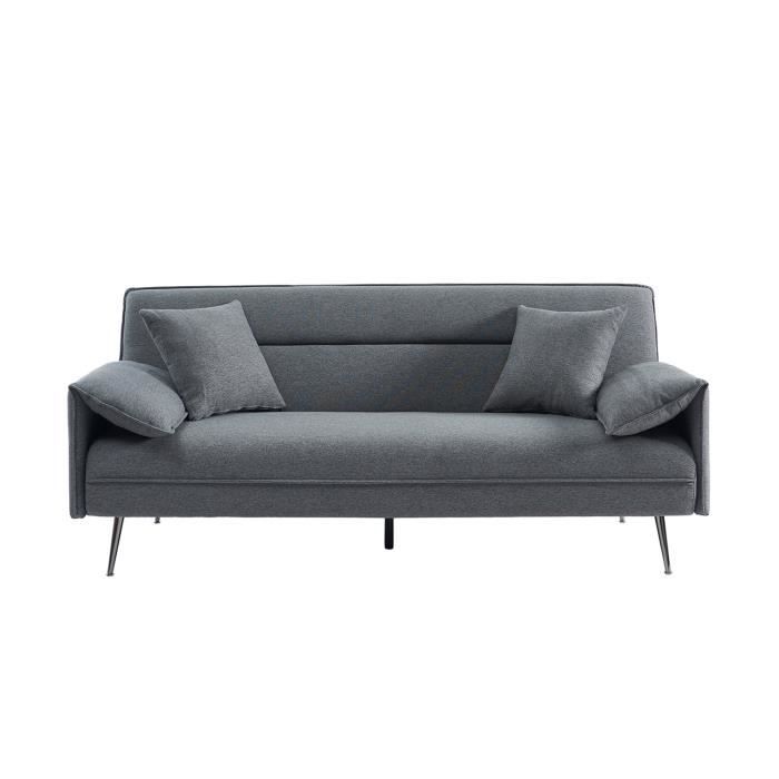 Canapé 3 places convertible - PRICE FACTORY - Collection SILAS - Gris - Style Scandinave Moderne