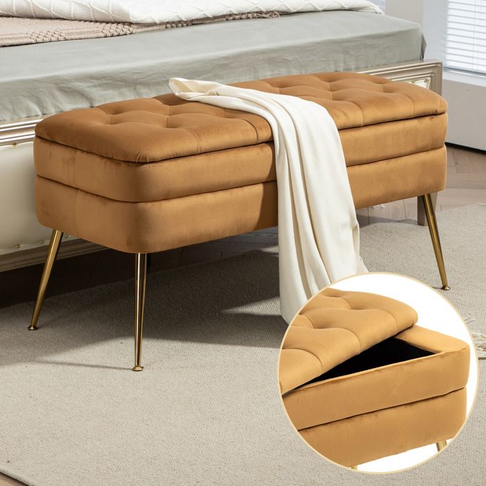 Nouveau rangement en matériaux écologiques otuman, banquette d'extrémité de chambre à coucher, rangement en tissu rembourré