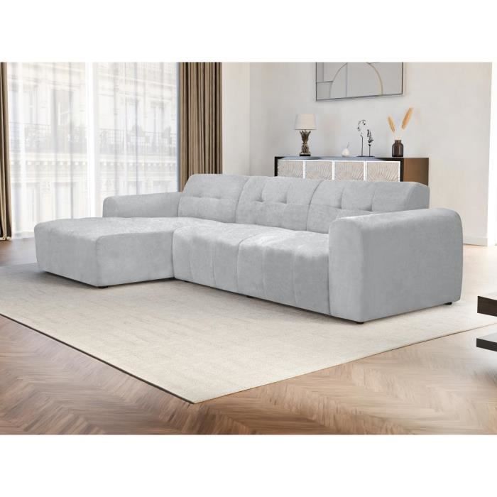 Canapé d'angle gauche en tissu texturé gris FRISALO de Pascal Morabito