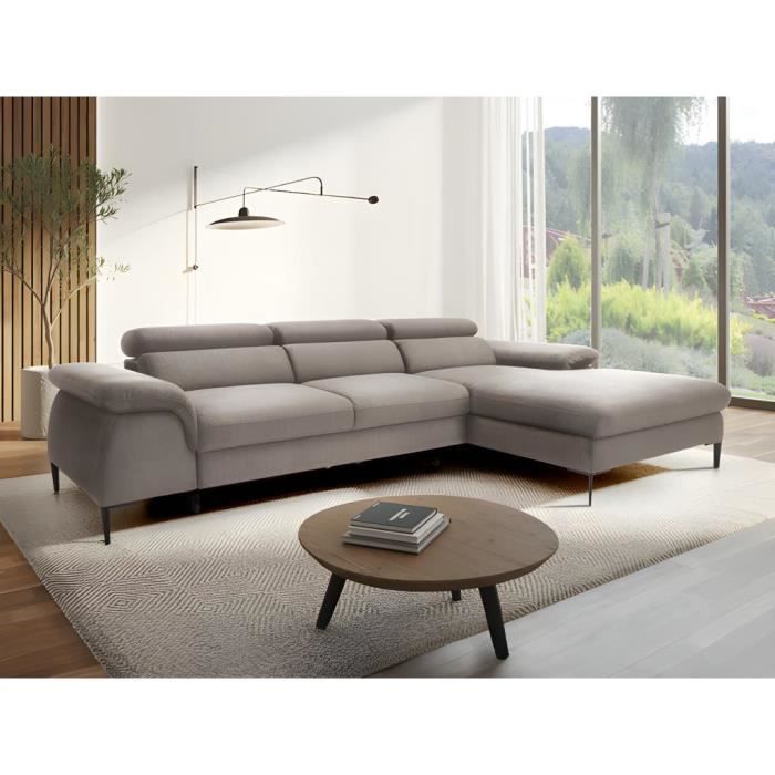 Canapé d'angle droit convertible en velours taupe SEPINA de Pascal Morabito