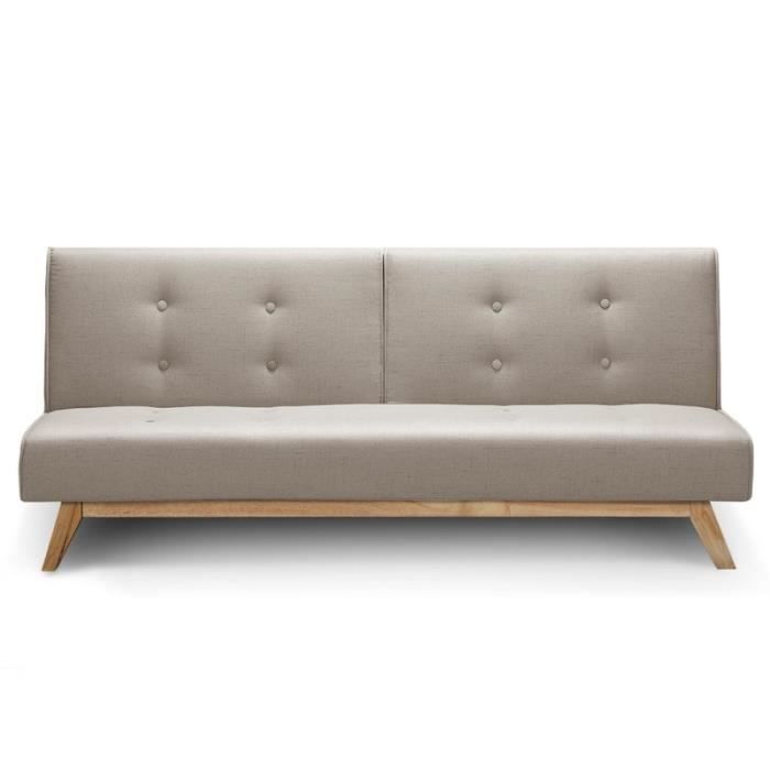 Canapé Convertible - PARIS PRIX - Jeanot - Design contemporain & nordique - Tissu & Bois - Beige
